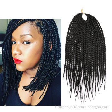 Hot sell box braids hair synthetic hair waves 14 inch 22 strands crochet box braids